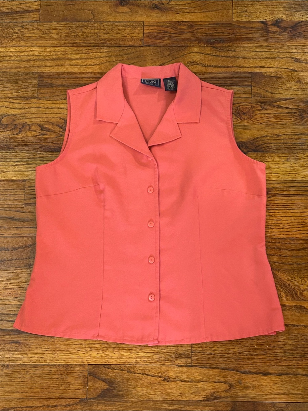 Laura Scott Orange Button Down Sleeveless Blouse
Ladies Small 4 - 6 Petite
Pit t